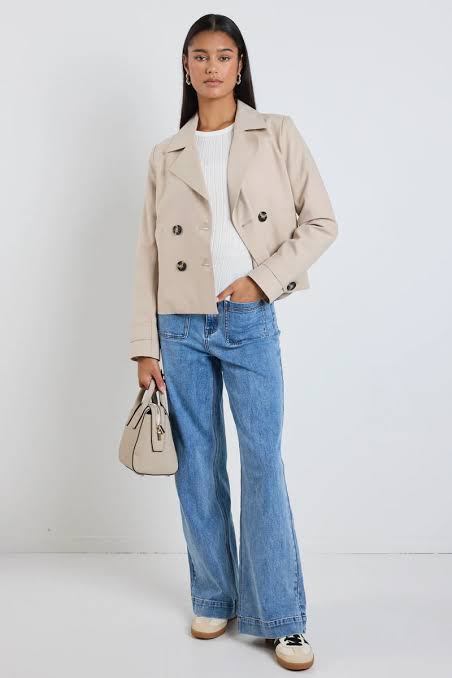 Stories Be Told Pathway Crop Trench Jacket - taupe