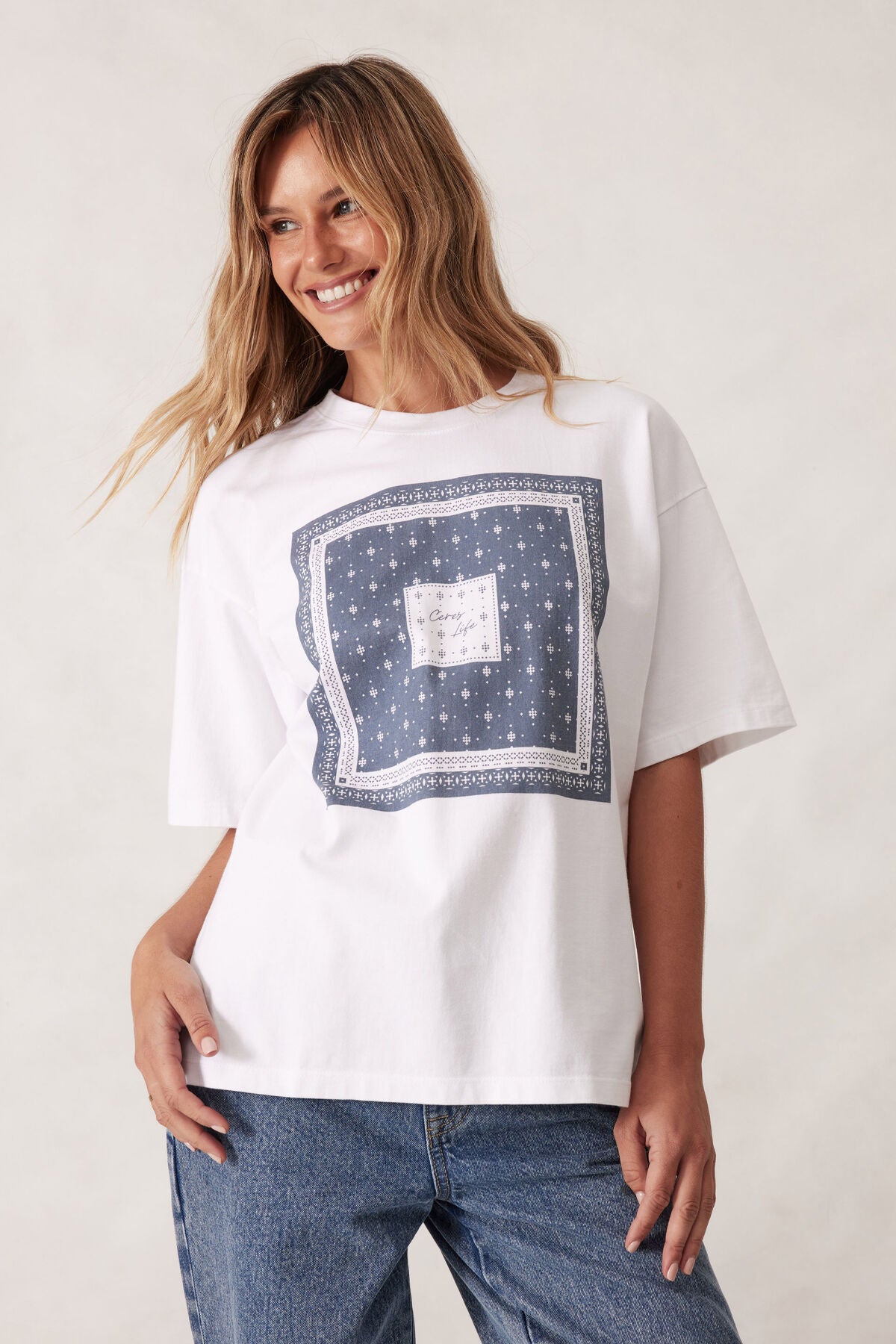 Ceres Tully Boyfriend Tee - moonlight bandanna print