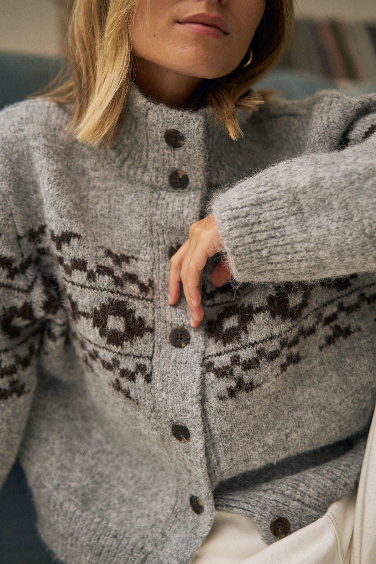 Ceres Orla Fair Isle Knit - grey marle choc