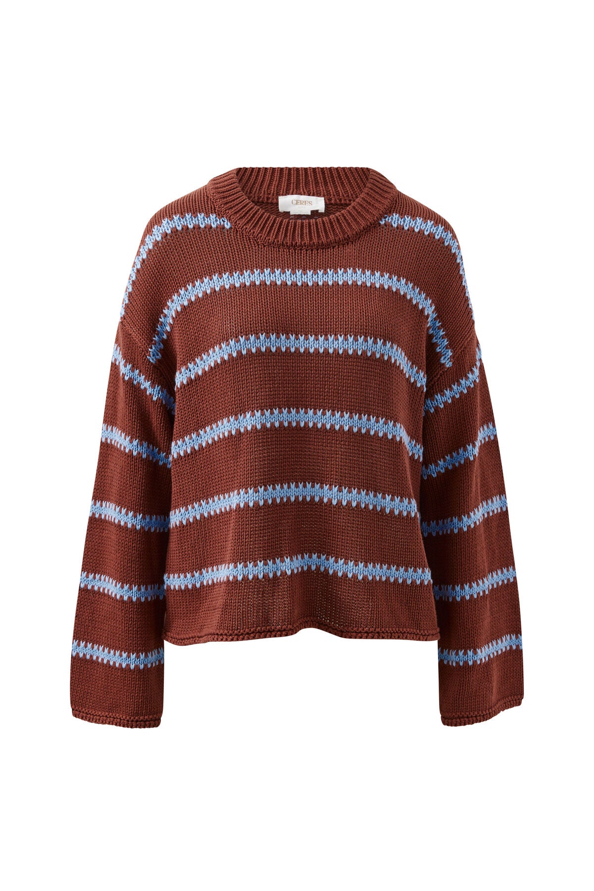 Ceres Lila Oversized Knit - burnt toffee stripe