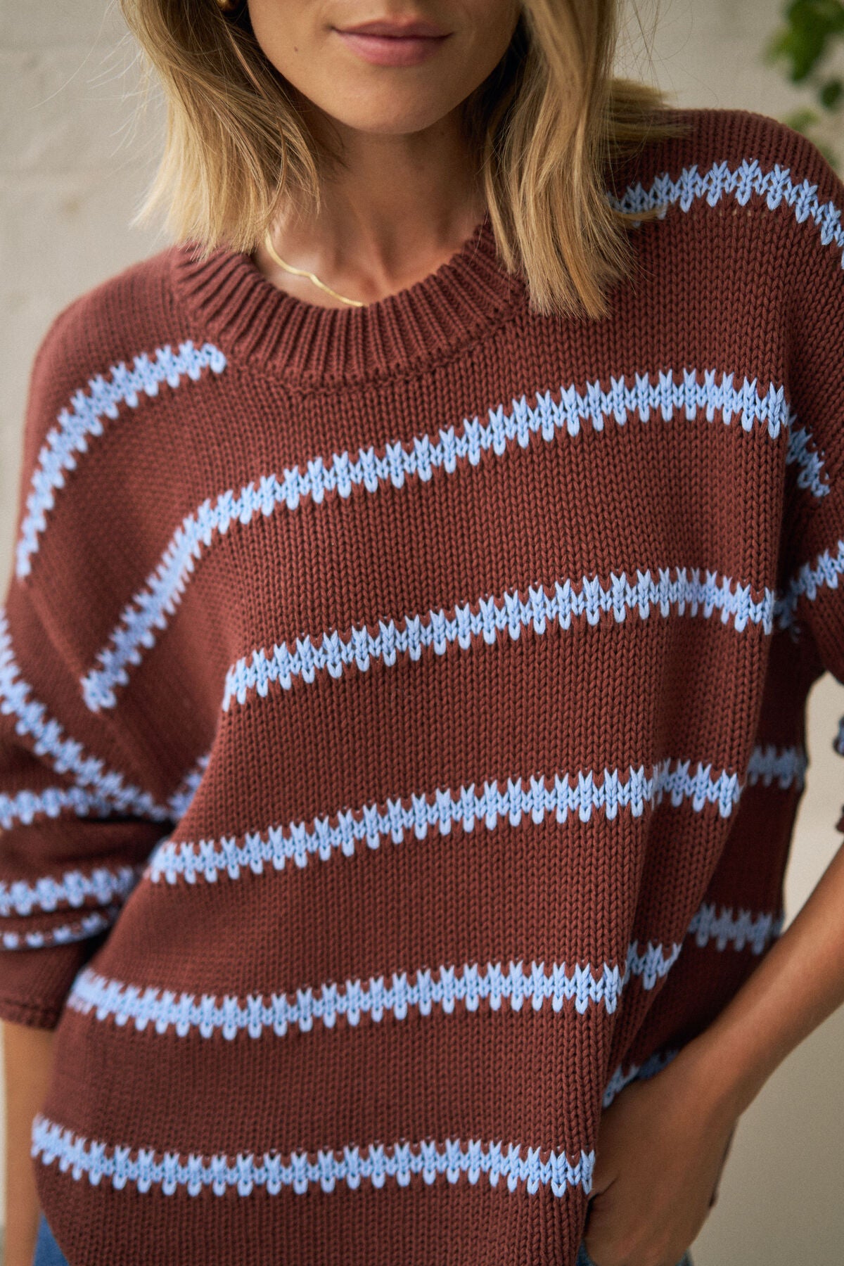 Ceres Lila Oversized Knit - burnt toffee stripe