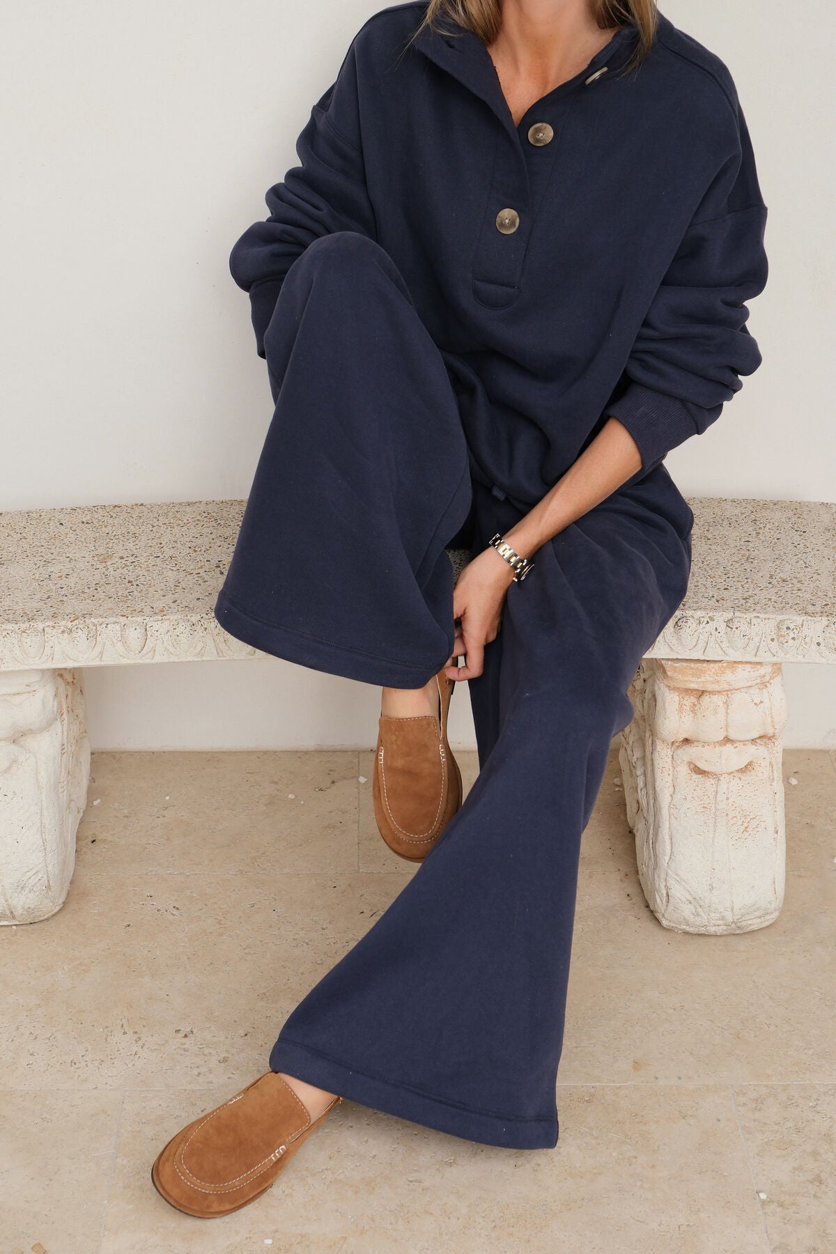 Ceres Marli Button Sweat - heritage navy
