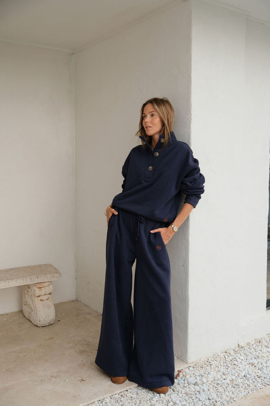 Ceres Ivy Wide Leg Trackpant - heritage navy
