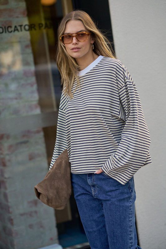 Ceres Beau Long Sleeve Tee - heritage navy/butter/stone stripe