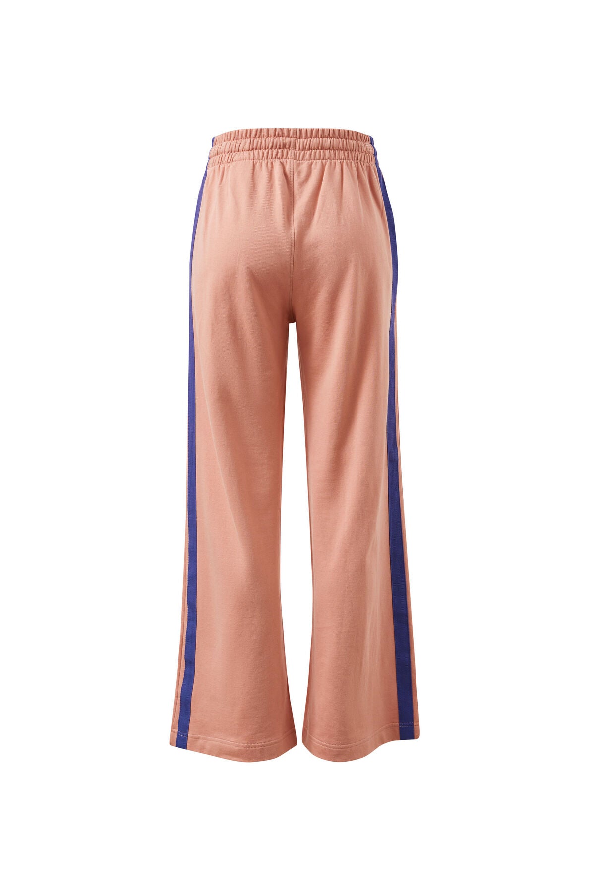 Ceres Gigi Wide Leg Track Pant - pink clay washed navy side stripe