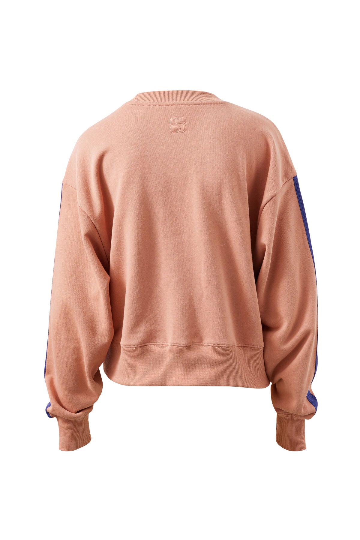 Ceres Sasha Sporty Slouchy Crew - pink clay washed navy side stripe