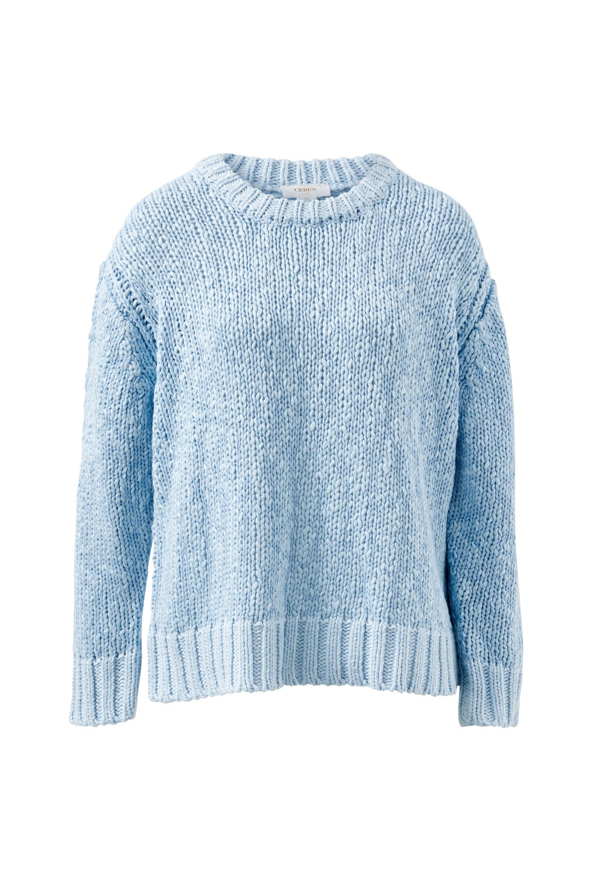 Ceres Sage Chunky Knit Crew - light blue