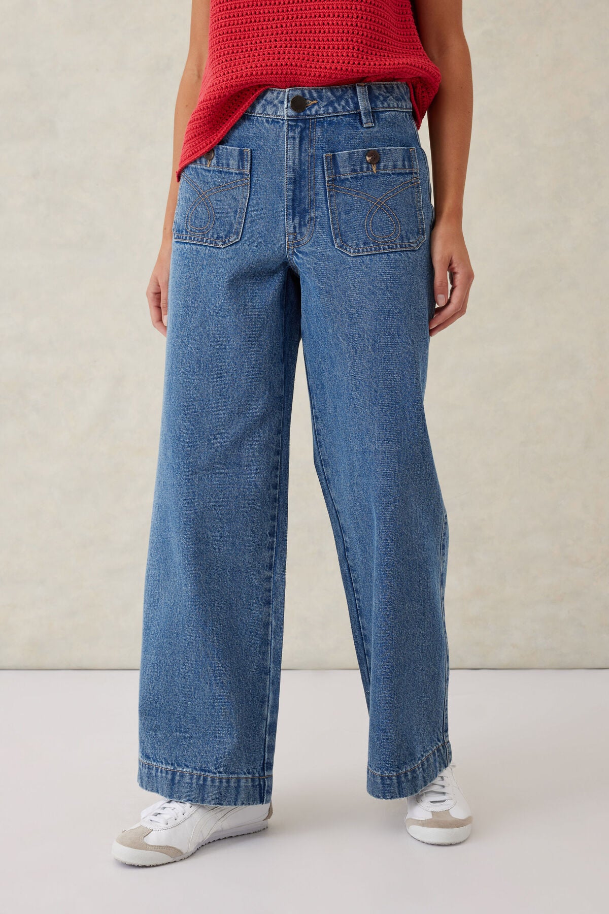 Ceres Life Wide Leg Stitch Pocket Jean