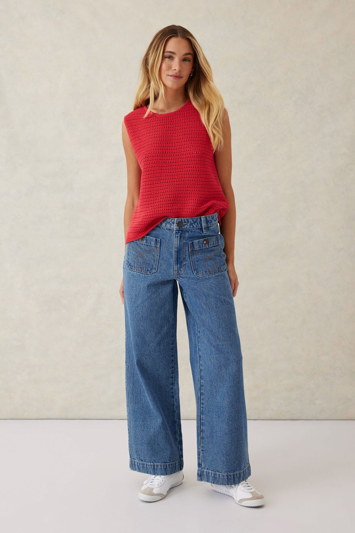 Ceres Life Wide Leg Stitch Pocket Jean