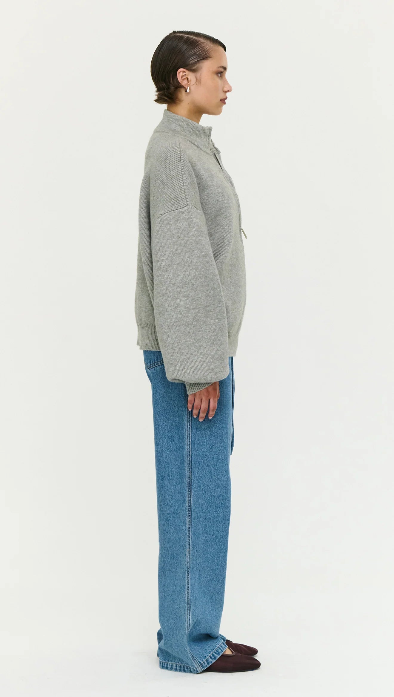 Staple the Label Harlow Oversized Zip Cardigan- soft grey