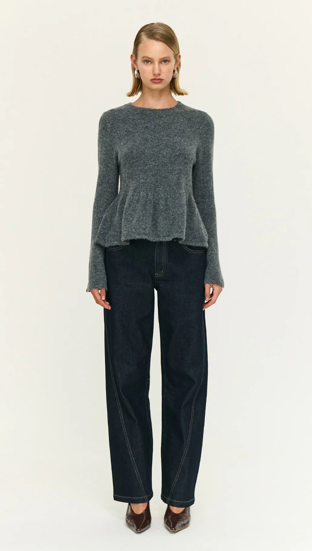 Staple the Label NoellePeplum Knit Top - charcoal