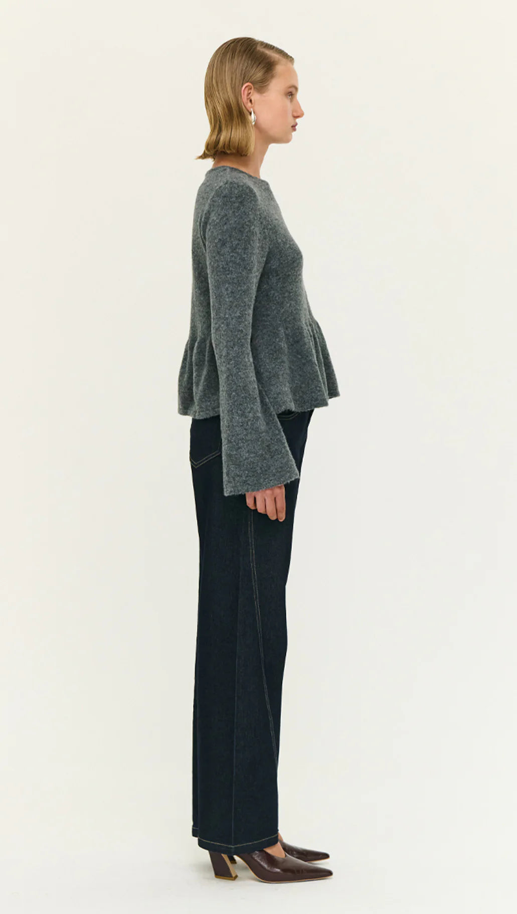 Staple the Label NoellePeplum Knit Top - charcoal