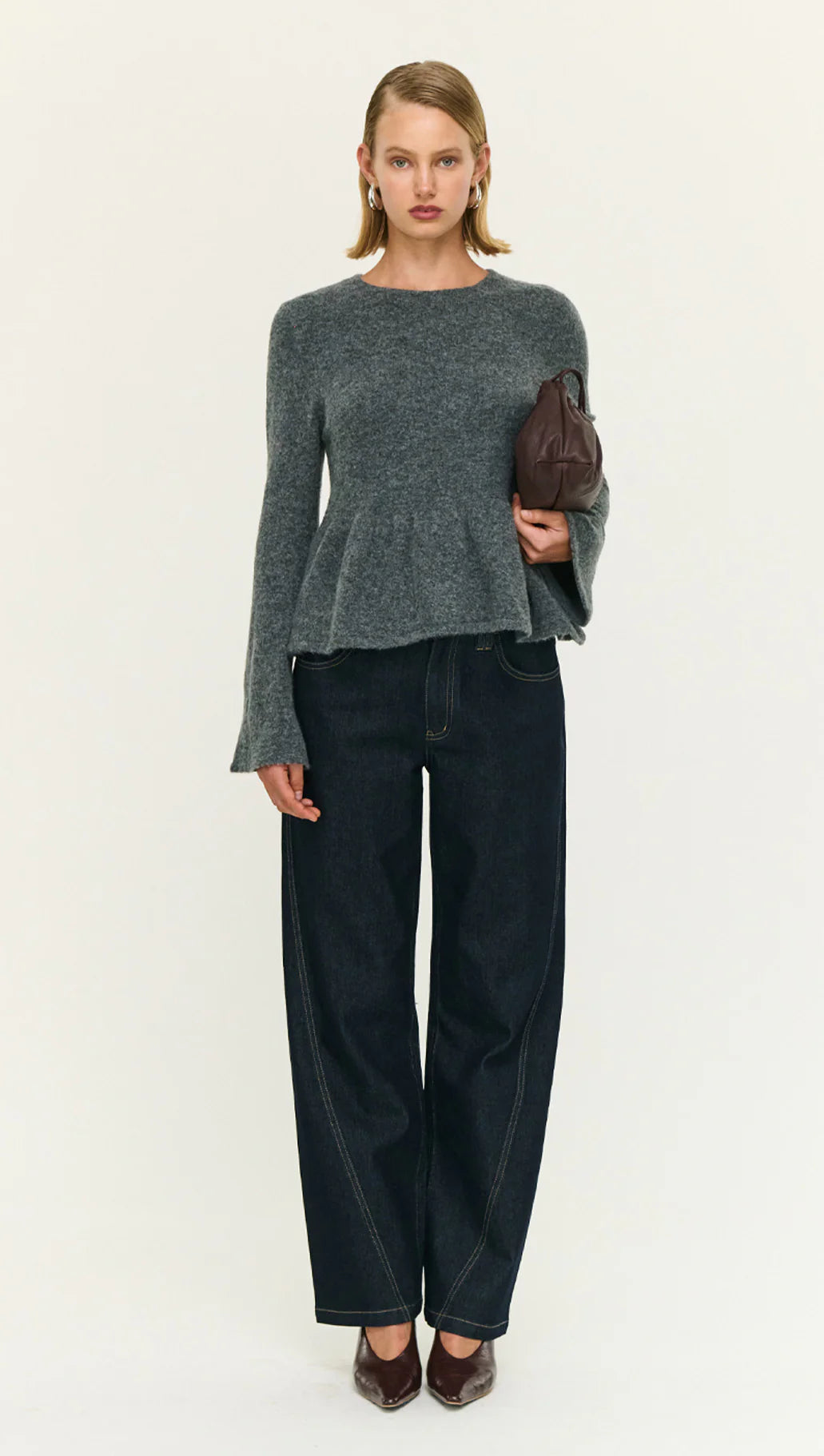 Staple the Label NoellePeplum Knit Top - charcoal