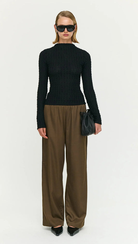 Staple the Label Dakota Relaxed Silk Pant - espresso