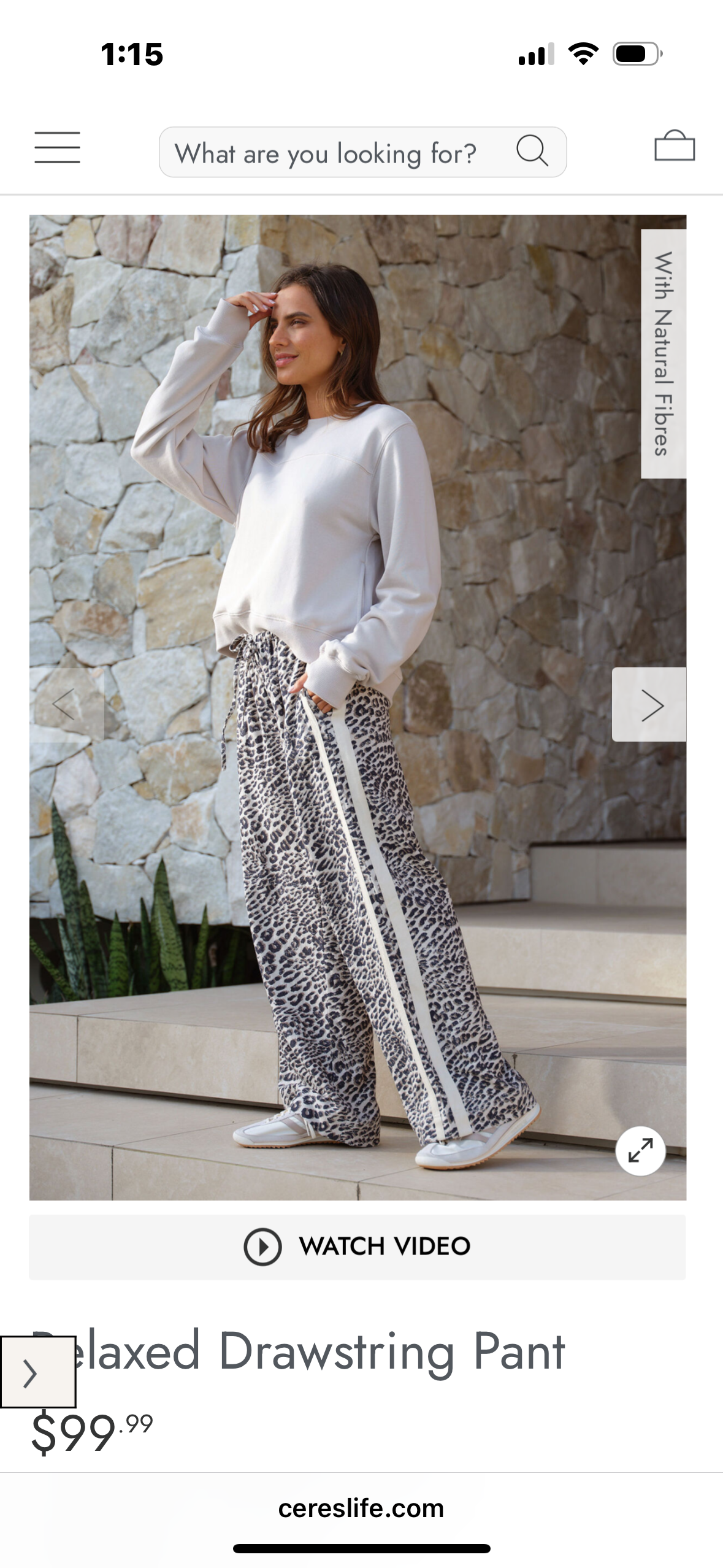 Ceres Life Relaxed Drawstring Pant - linen leopard blend