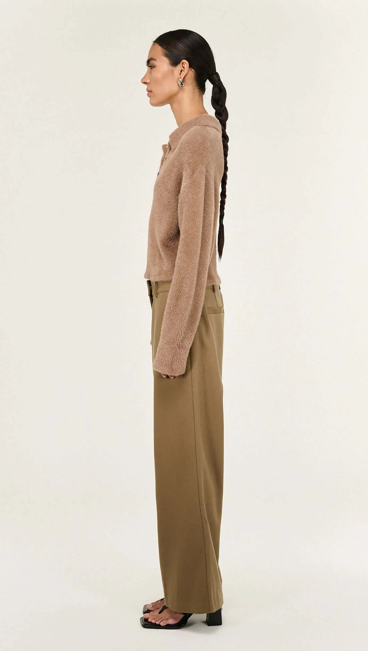 Staple the Label Ember Fluffy Knit Polo Jumper - mocha