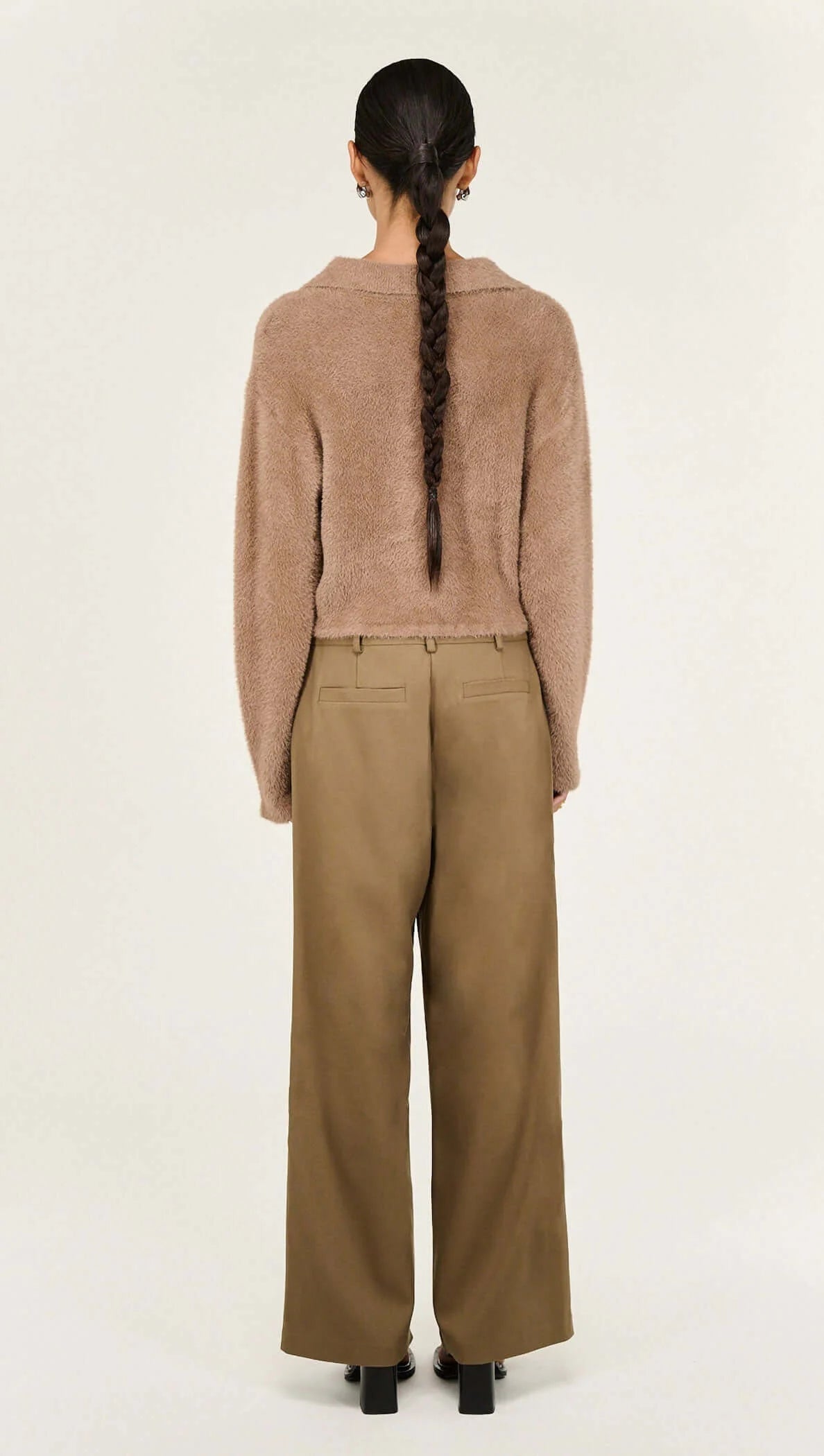 Staple the Label Ember Fluffy Knit Polo Jumper - mocha