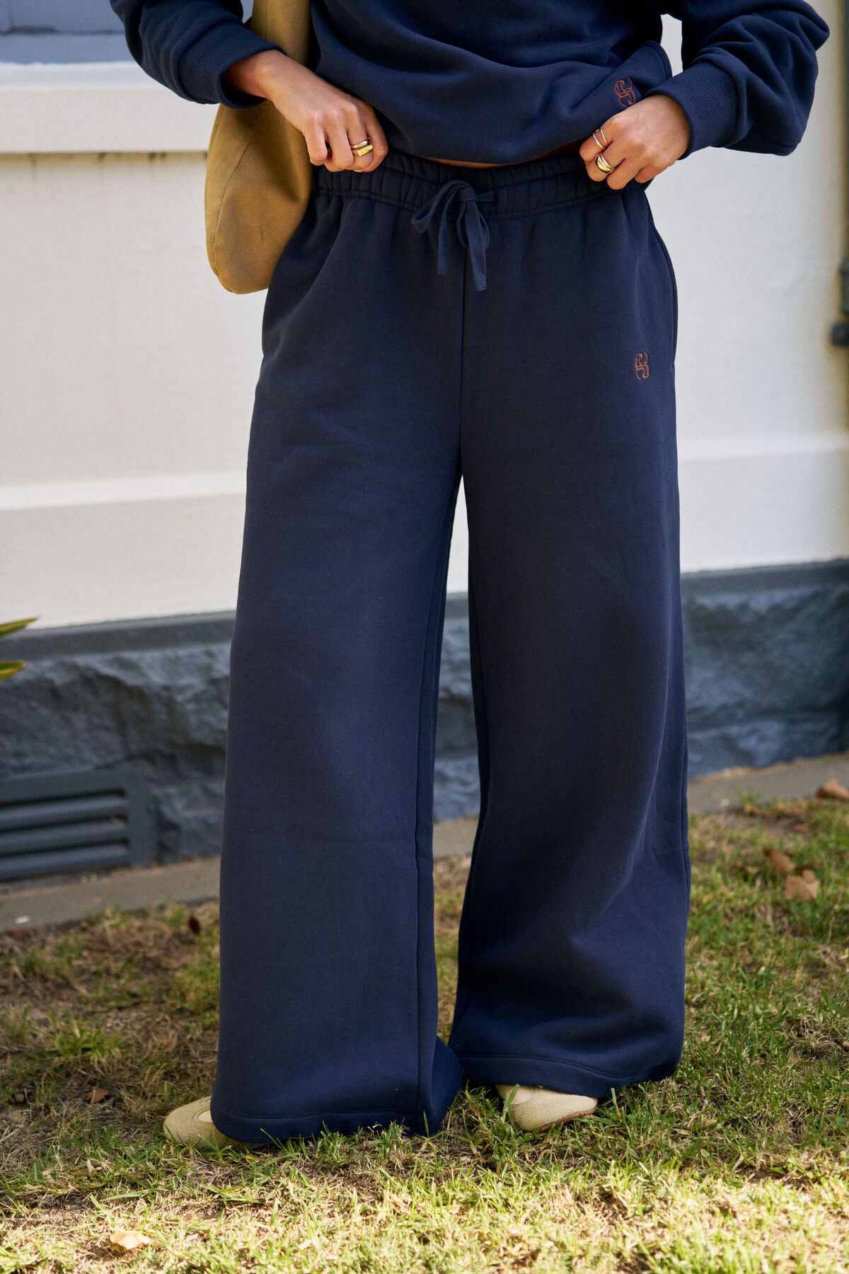 Ceres Ivy Wide Leg Trackpant- heritage navy