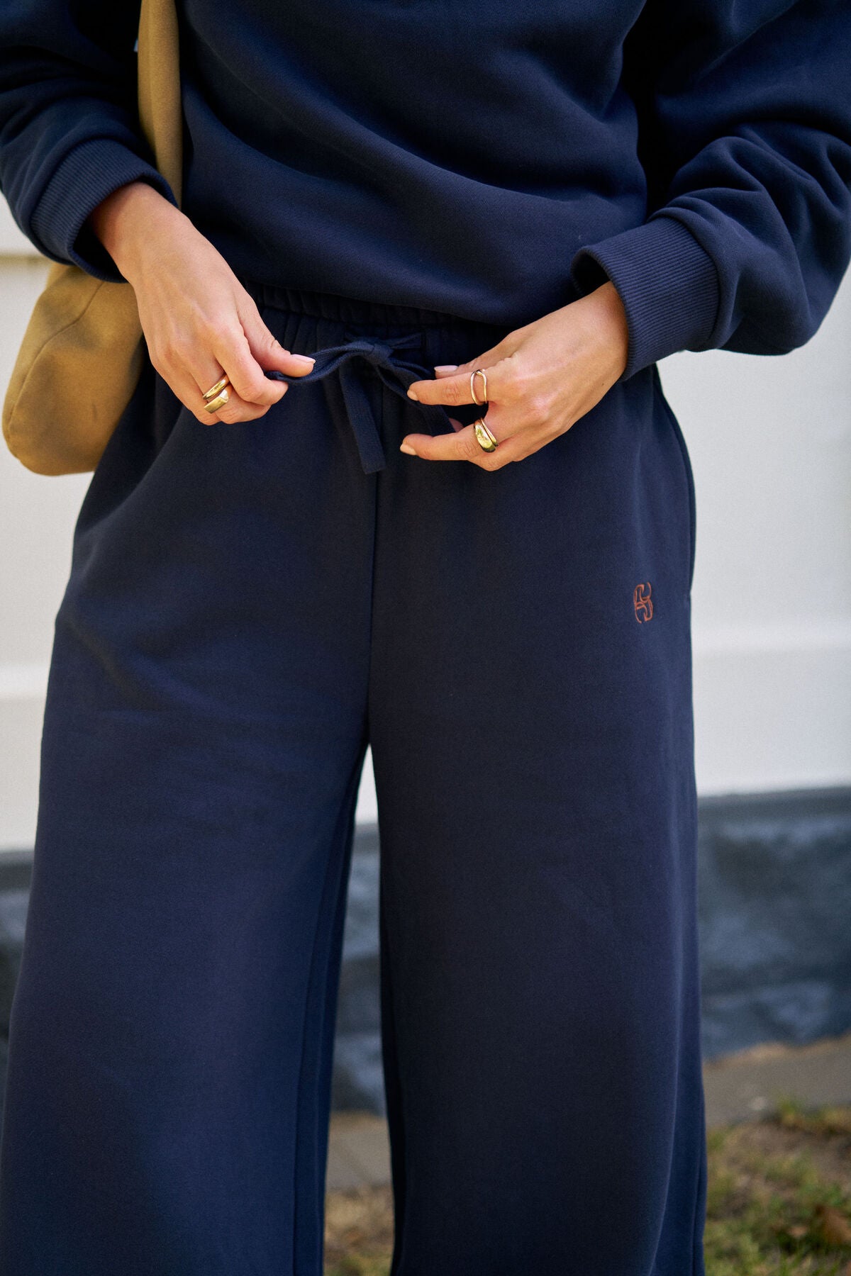 Ceres Ivy Wide Leg Trackpant- heritage navy