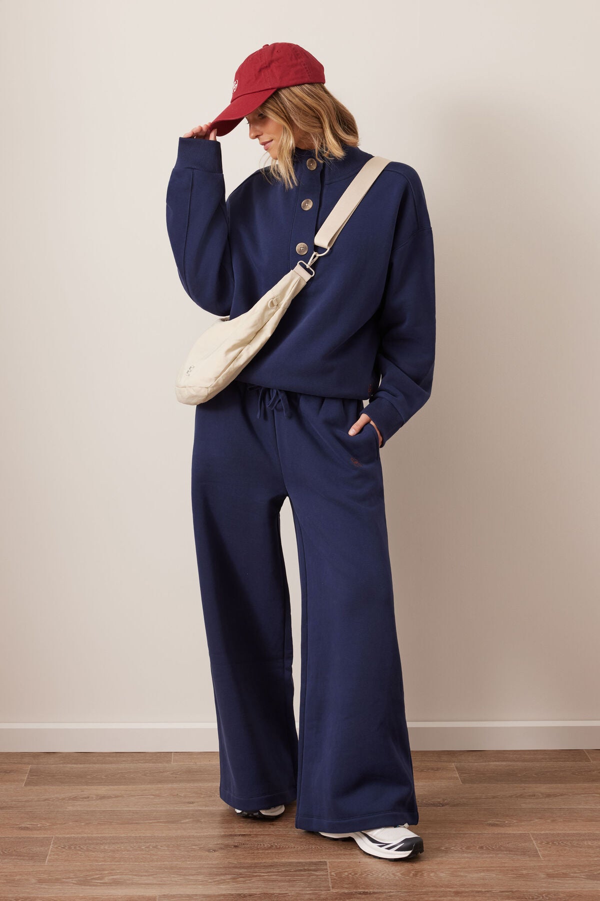 Ceres Ivy Wide Leg Trackpant- heritage navy