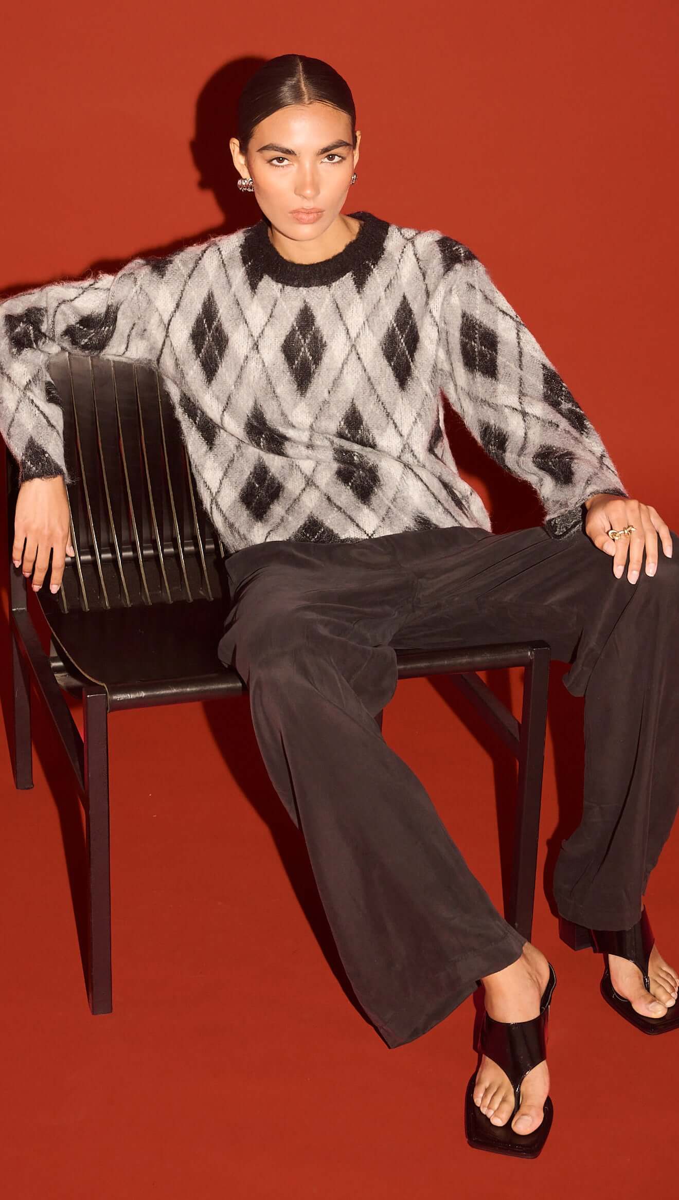 Staple the Label Camille Argyle Brushed Jumper