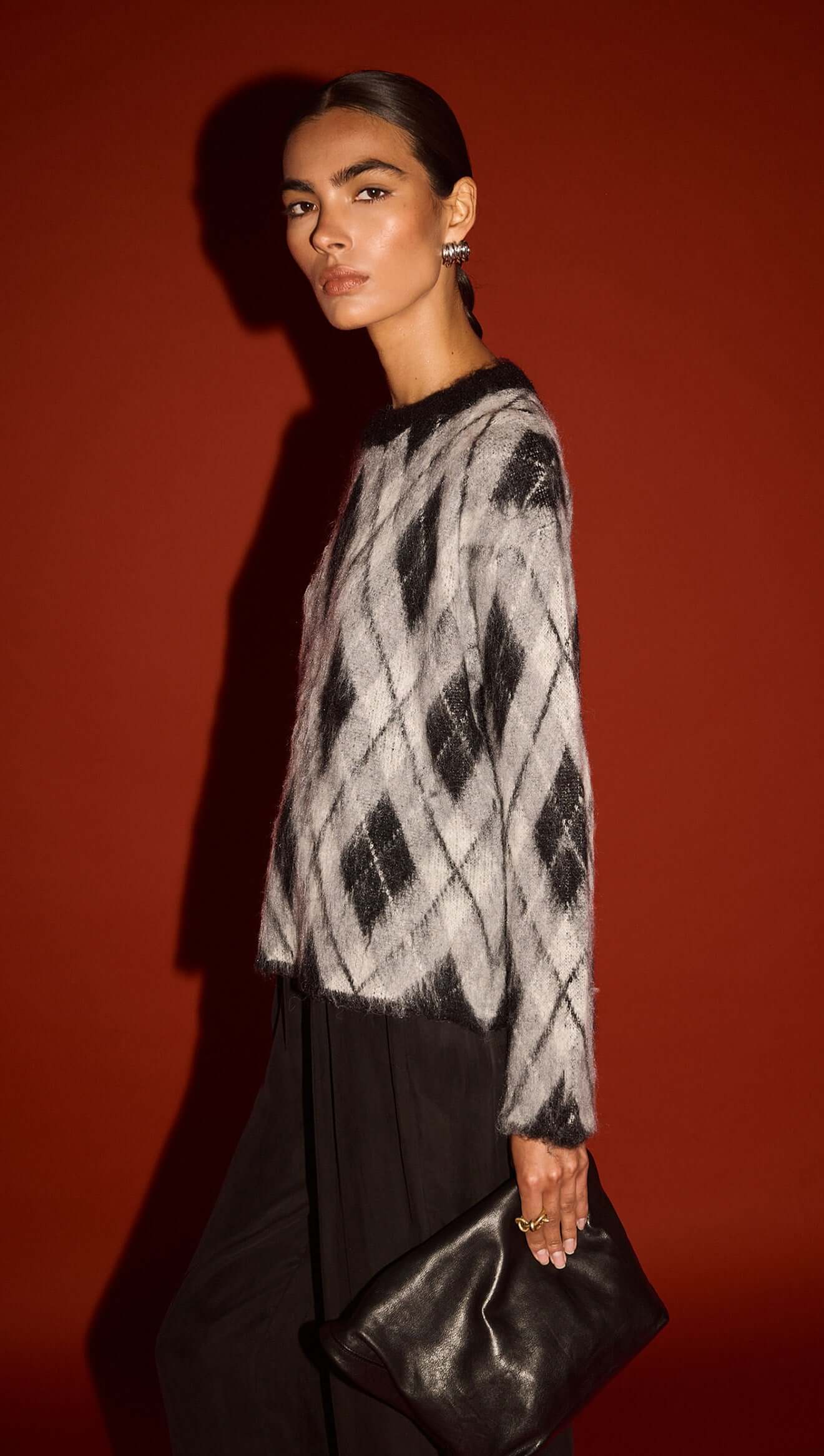 Staple the Label Camille Argyle Brushed Jumper