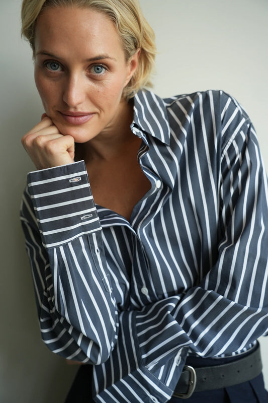 MAÉL Brand Florence Shirt - navy and white stripe