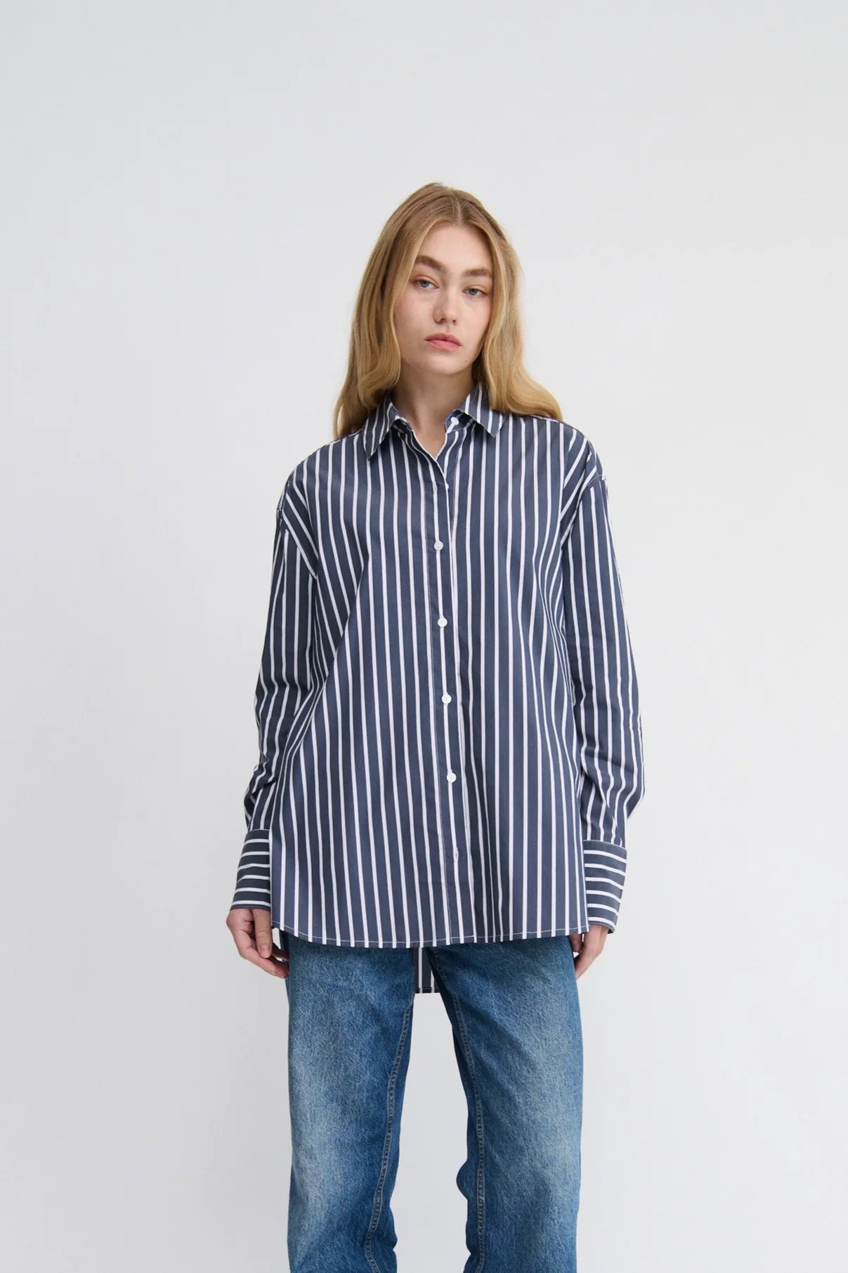 MAÉL Brand Florence Shirt - navy and white stripe