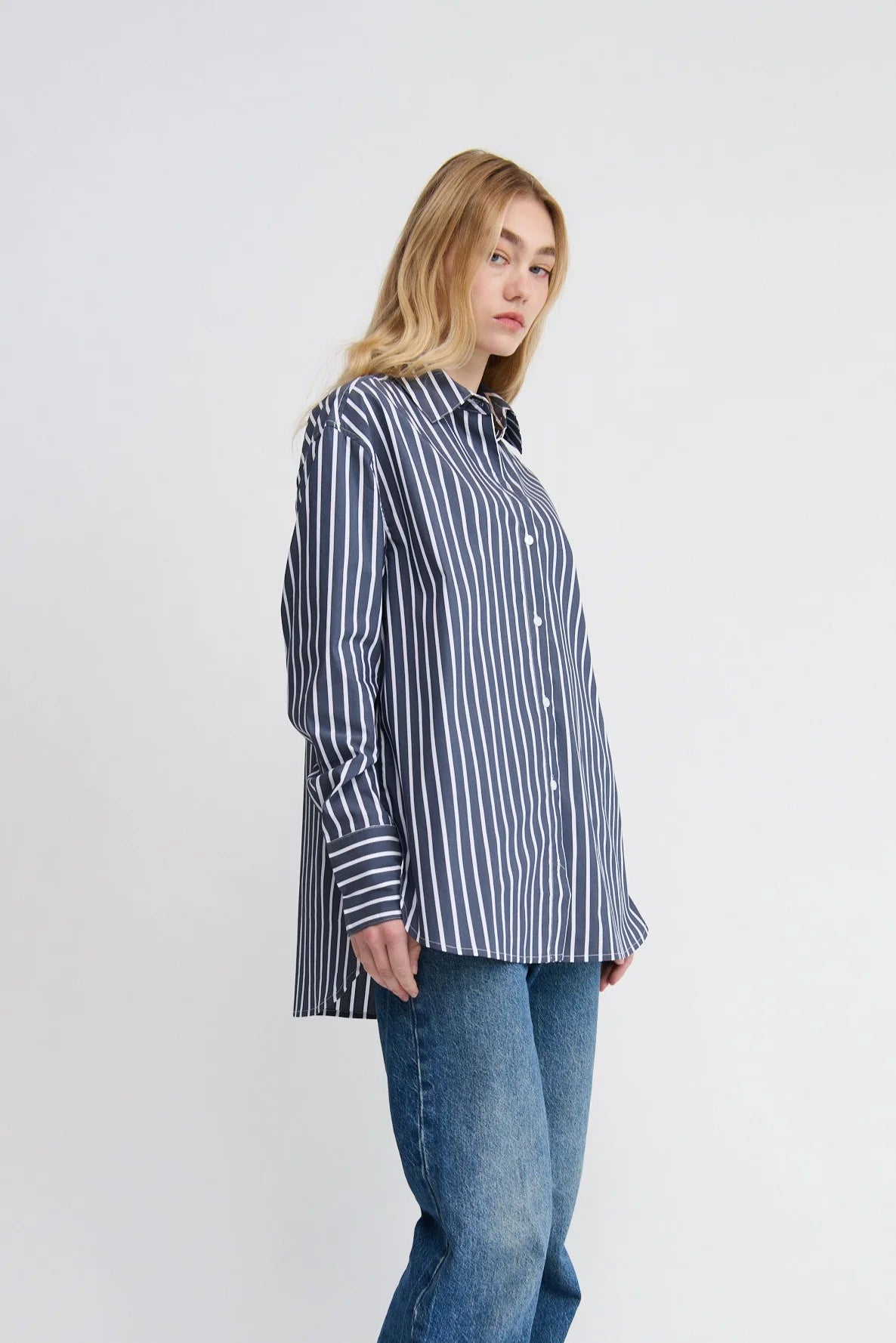 MAÉL Brand Florence Shirt - navy and white stripe