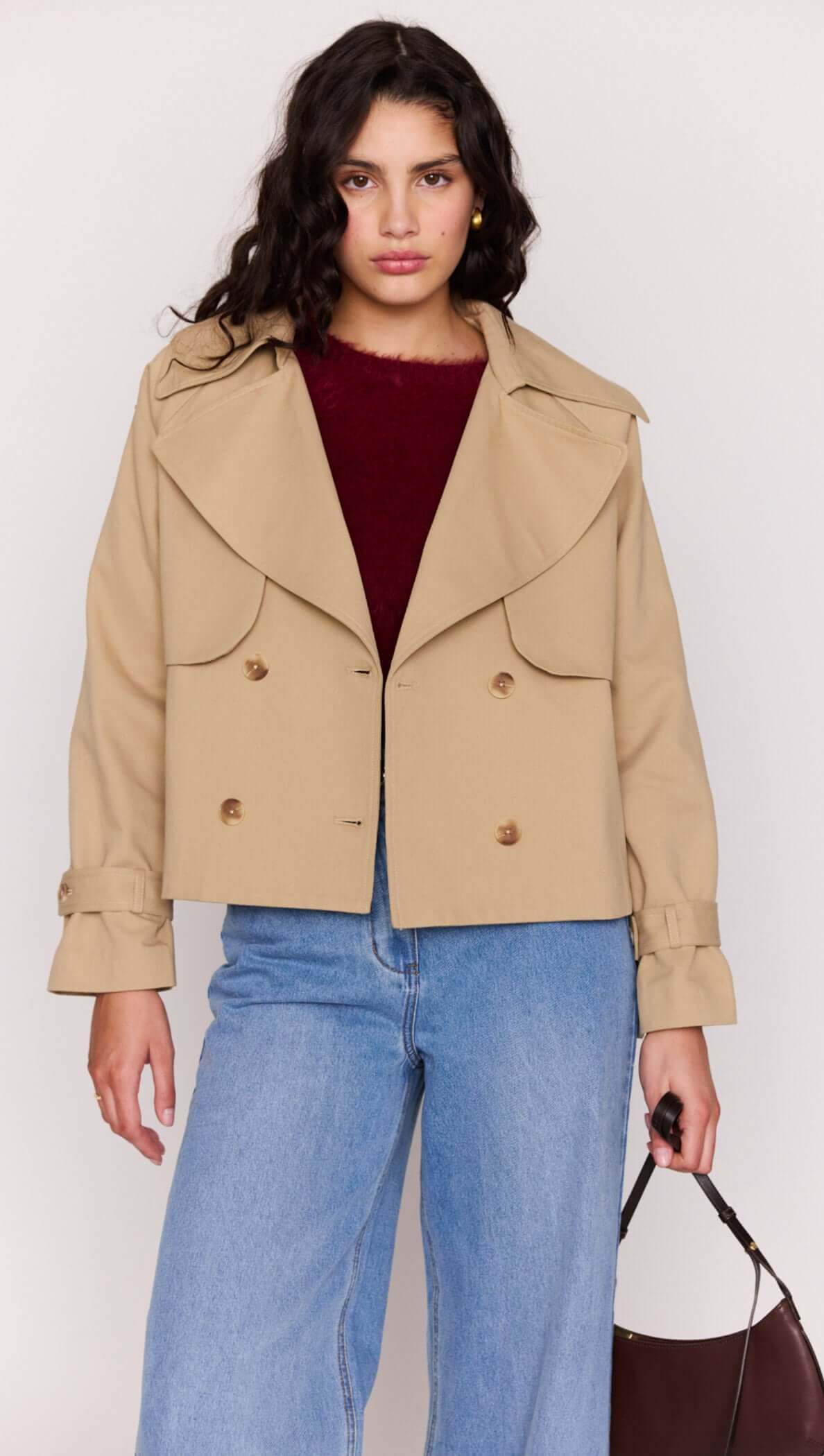 MINKPINK Ava Cropped Trench - taupe