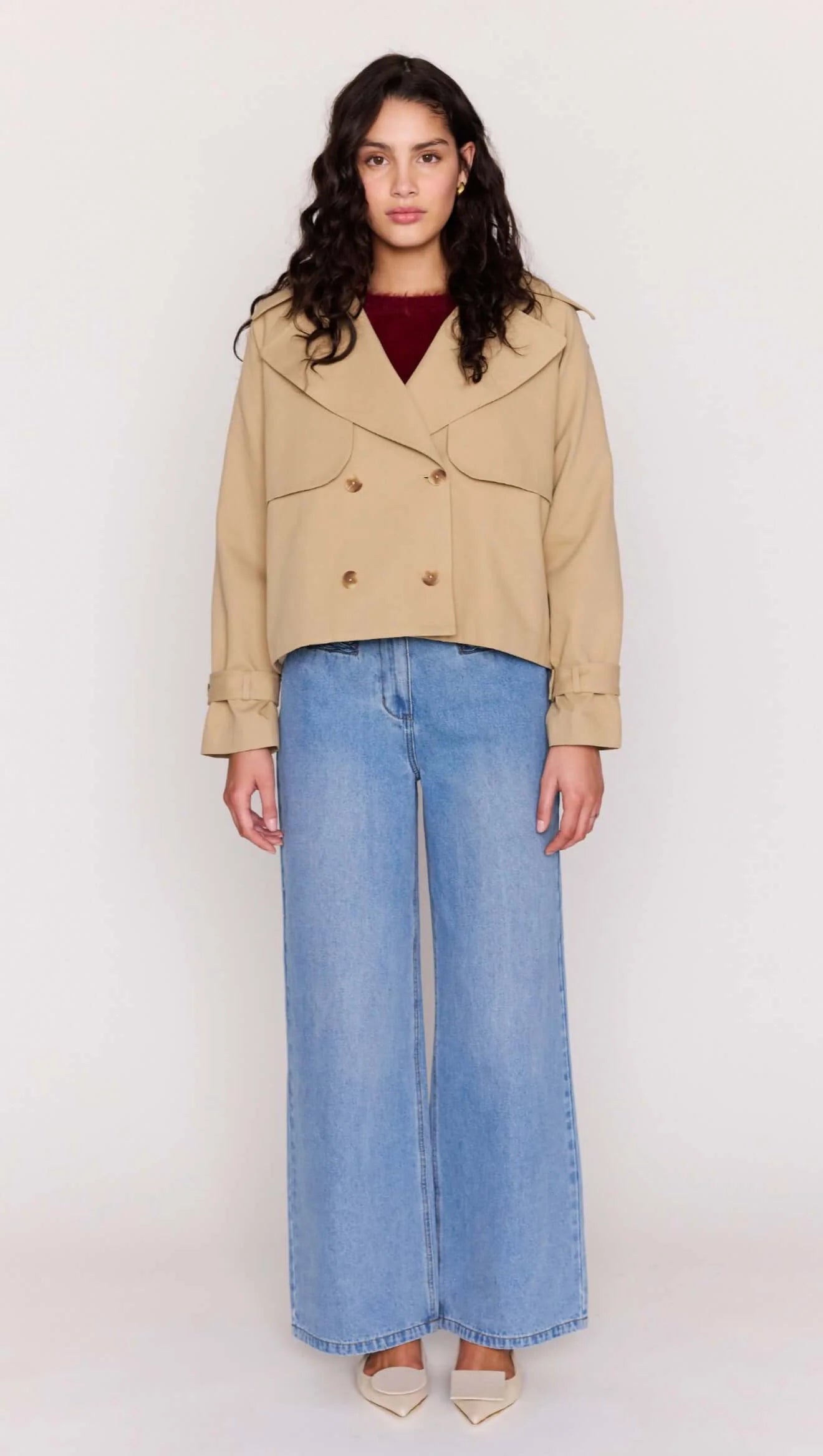 MINKPINK Ava Cropped Trench - taupe