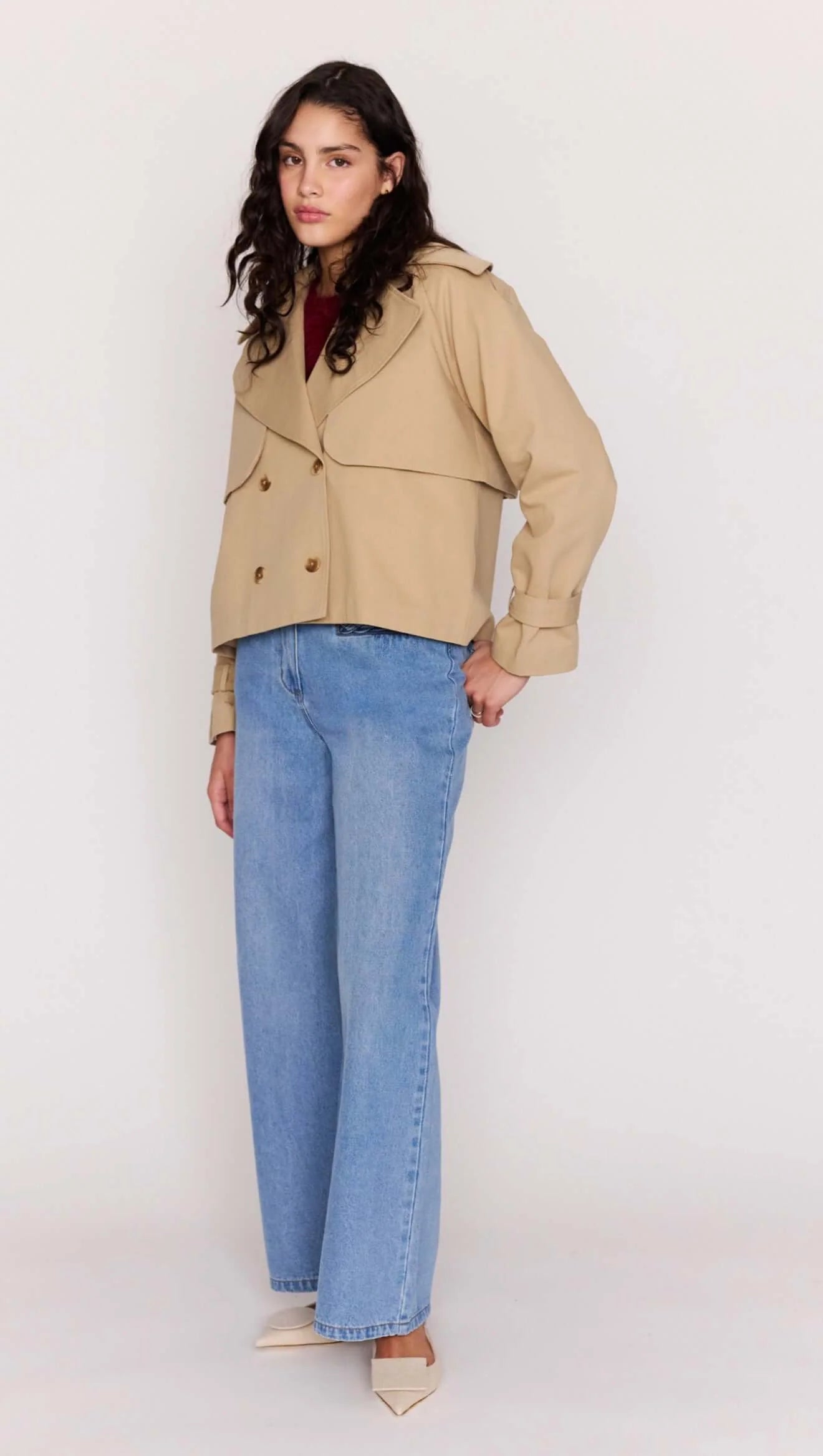 MINKPINK Ava Cropped Trench - taupe
