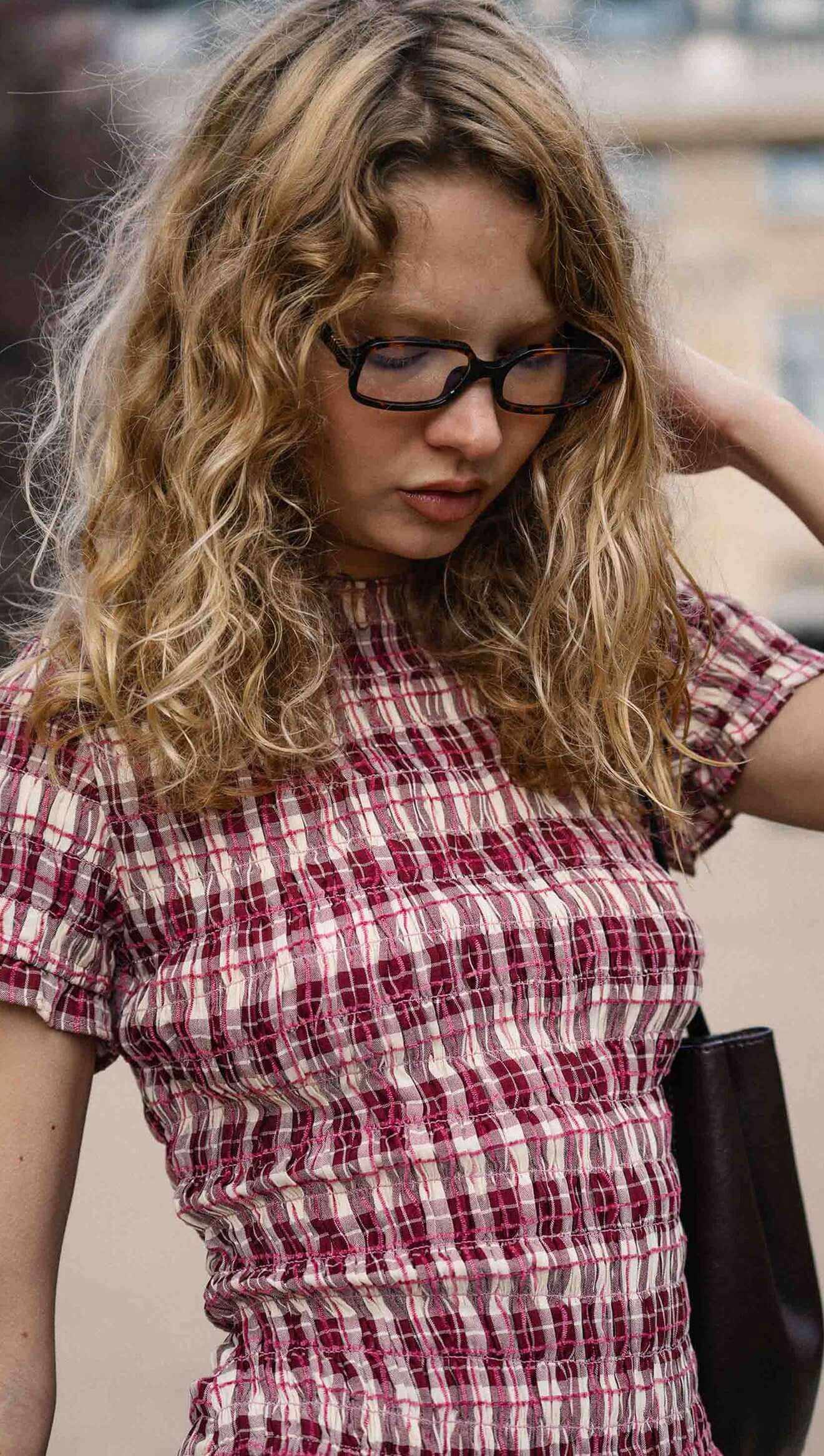 MINKPINK Anouk Shirred Midi Dress - wine check