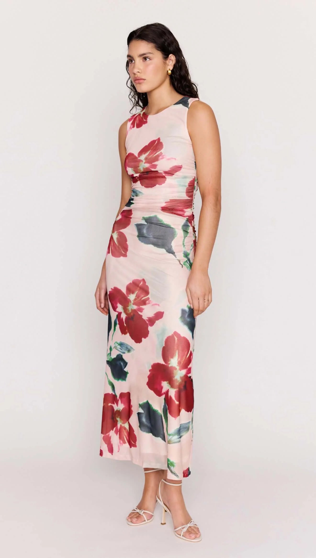 MINKPINK Arabella Mesh Midi Dress - pink floral