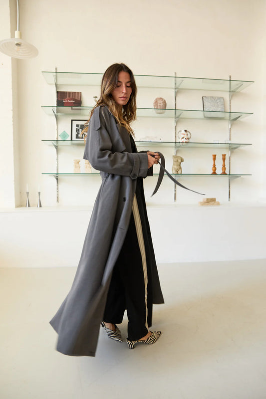 Jasmine Alexa Serena Trench Coat - steel grey