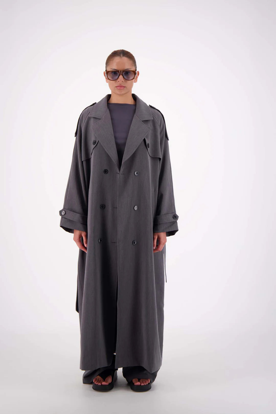 Jasmine Alexa Serena Trench Coat - steel grey