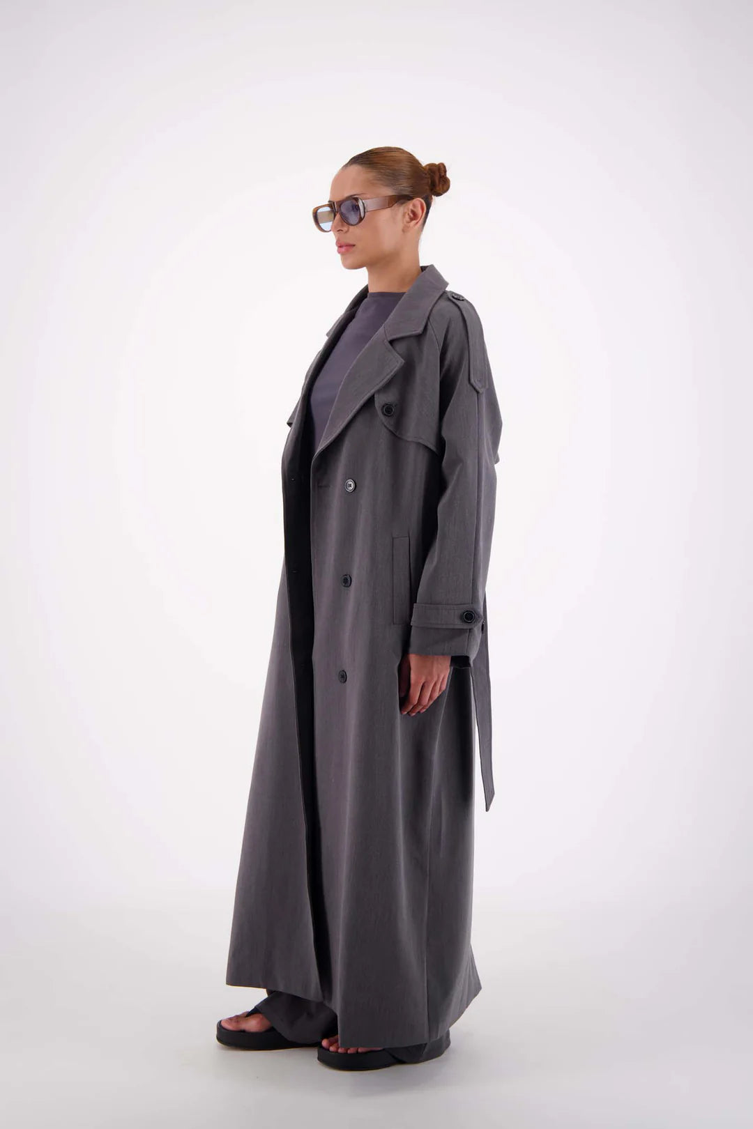 Jasmine Alexa Serena Trench Coat - steel grey