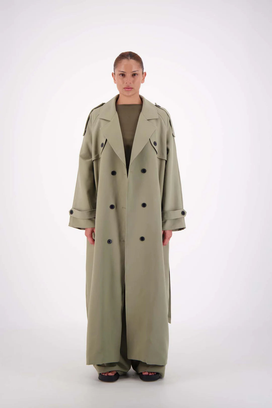 Jasmine Alexa Serena Trench Coat- sage