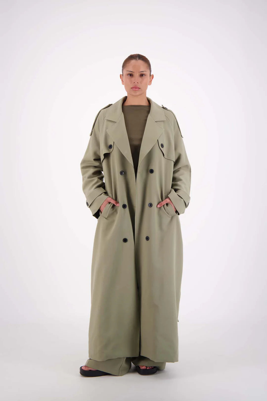 Jasmine Alexa Serena Trench Coat- sage