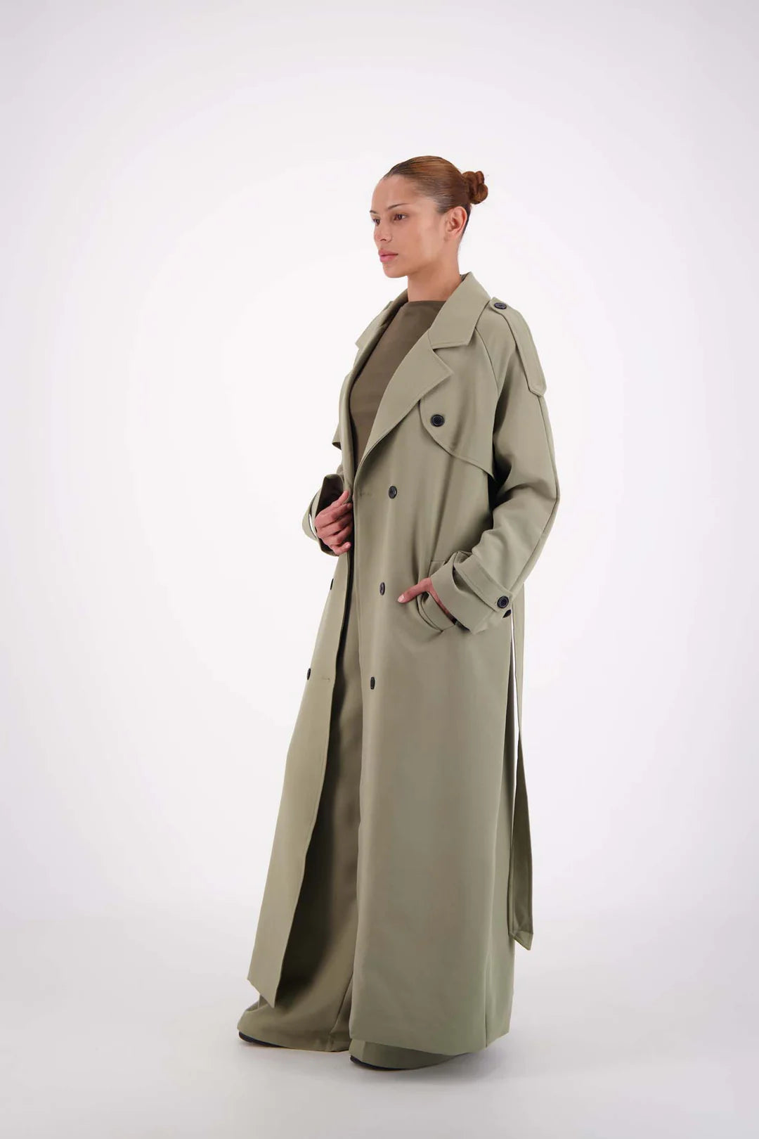 Jasmine Alexa Serena Trench Coat- sage