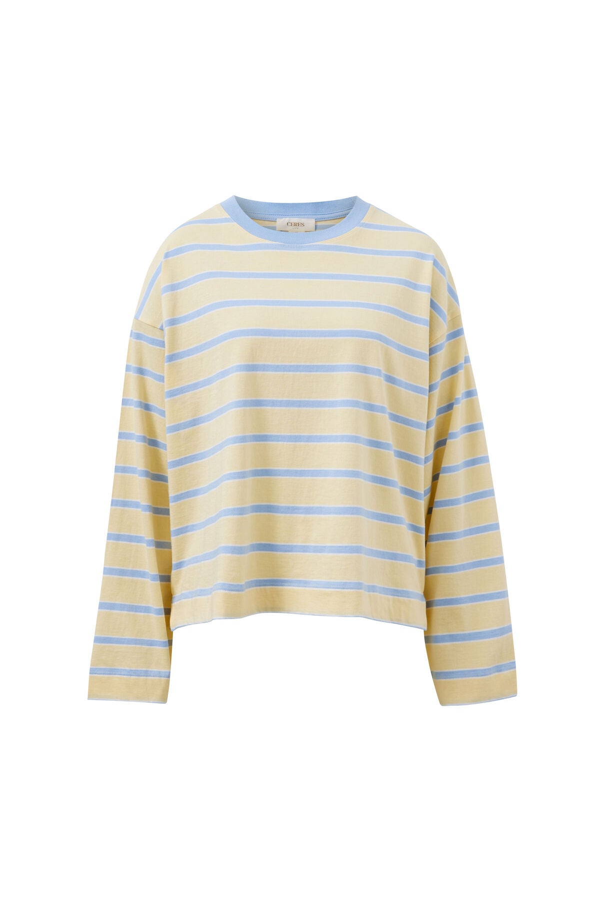 Ceres Beau Long Sleeve Slouchy Tee - butter/china blue