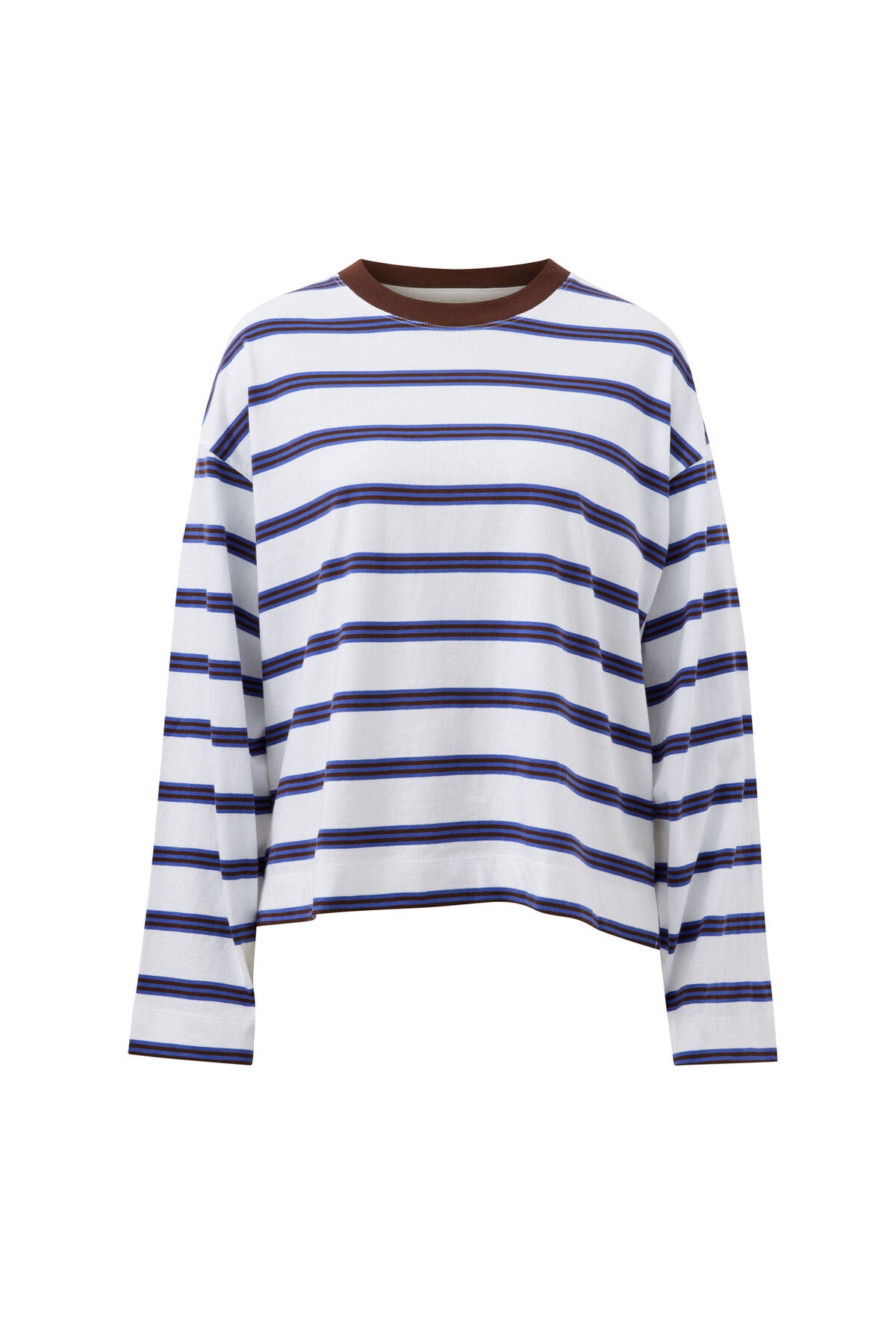 Ceres Beau Long Sleeve Slouchy Tee - white/polo choc stripe