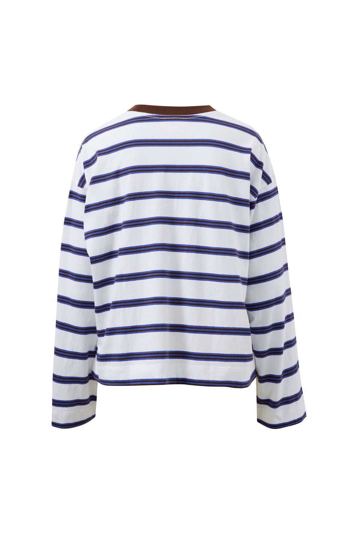 Ceres Beau Long Sleeve Slouchy Tee - white/polo choc stripe