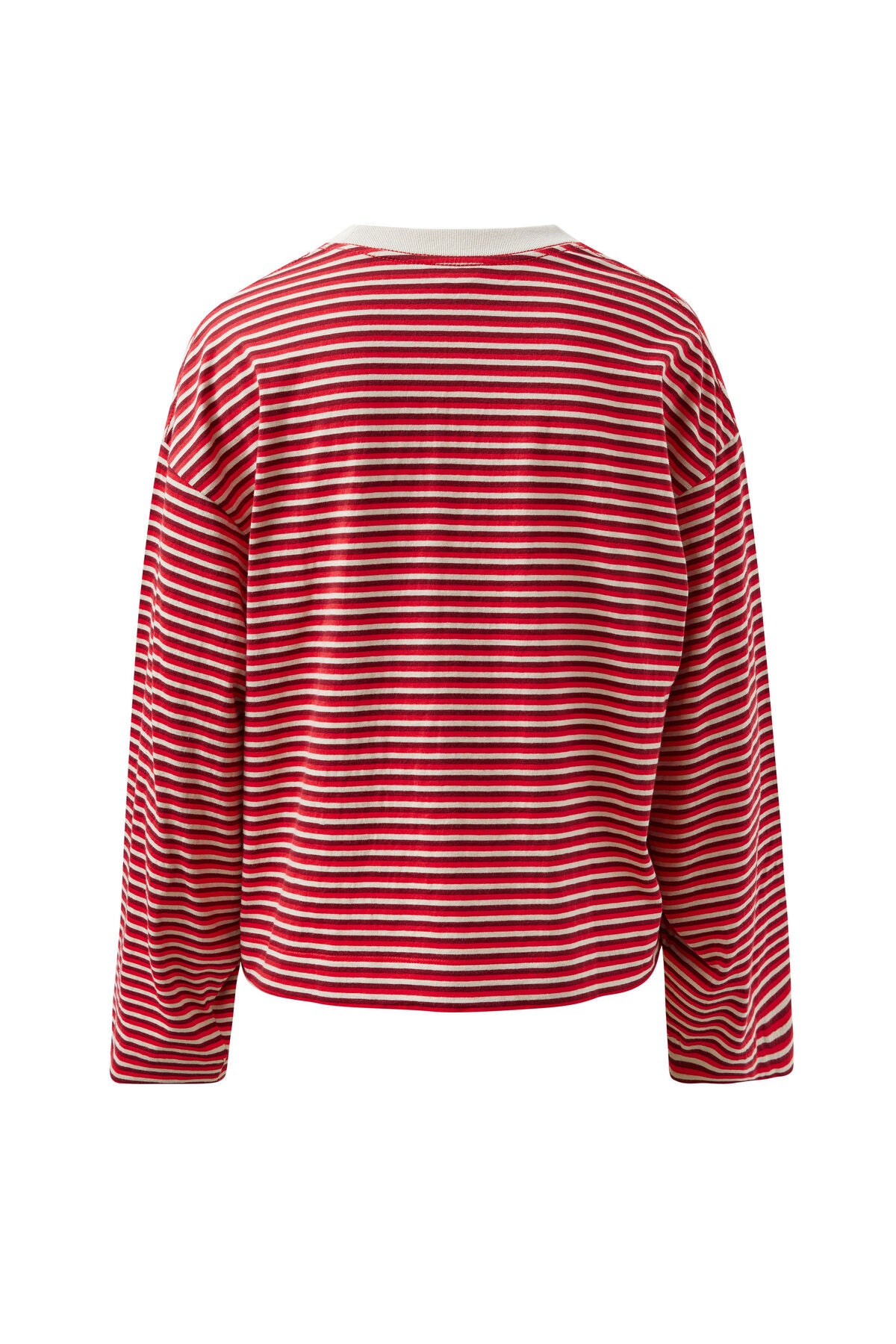Ceres Beau Long Sleeve Slouchy Tee - mulberry/red/stone stripe