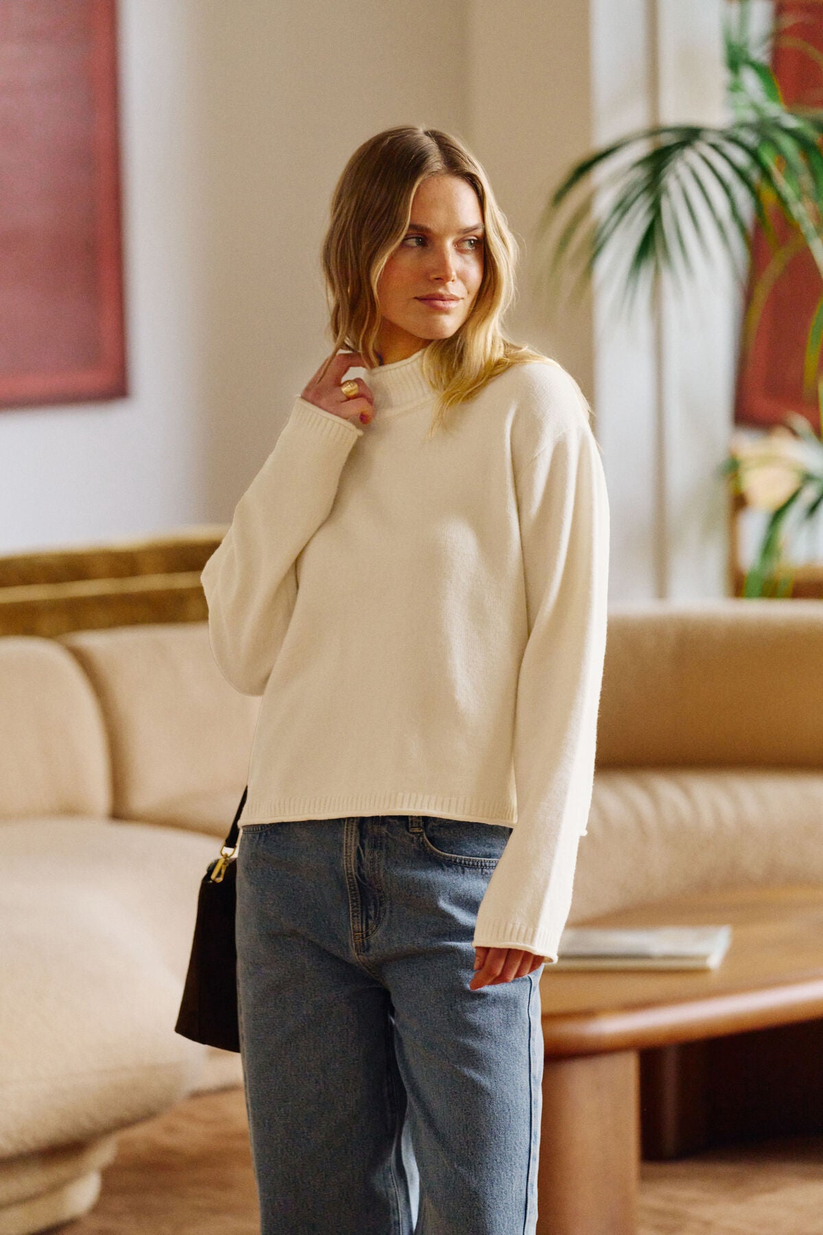 Ceres Finley Funnel Neck Knit - milk