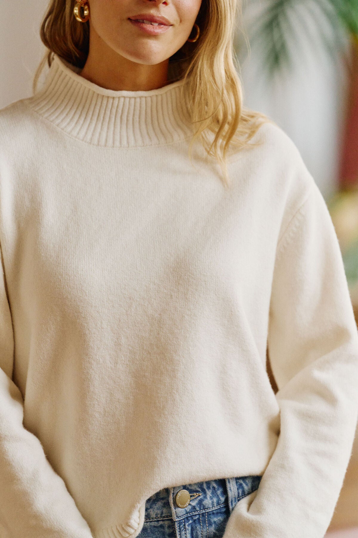 Ceres Finley Funnel Neck Knit - milk