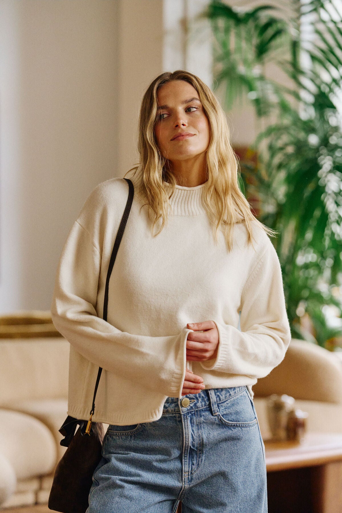 Ceres Finley Funnel Neck Knit - milk