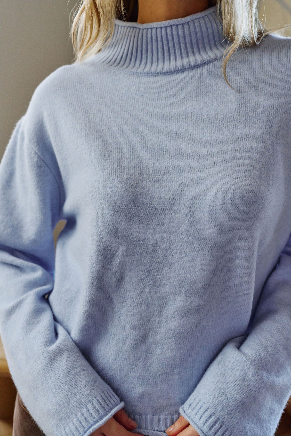 Ceres Finley Funnel Neck Knit - china blue