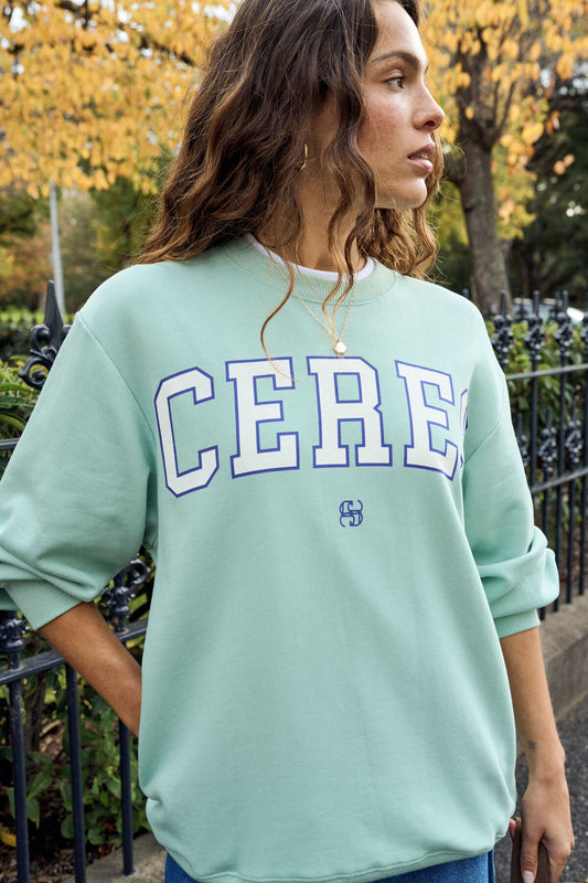 Ceres Isla Oversized Slouchy Crew - Seaford/polo blue heritage logo