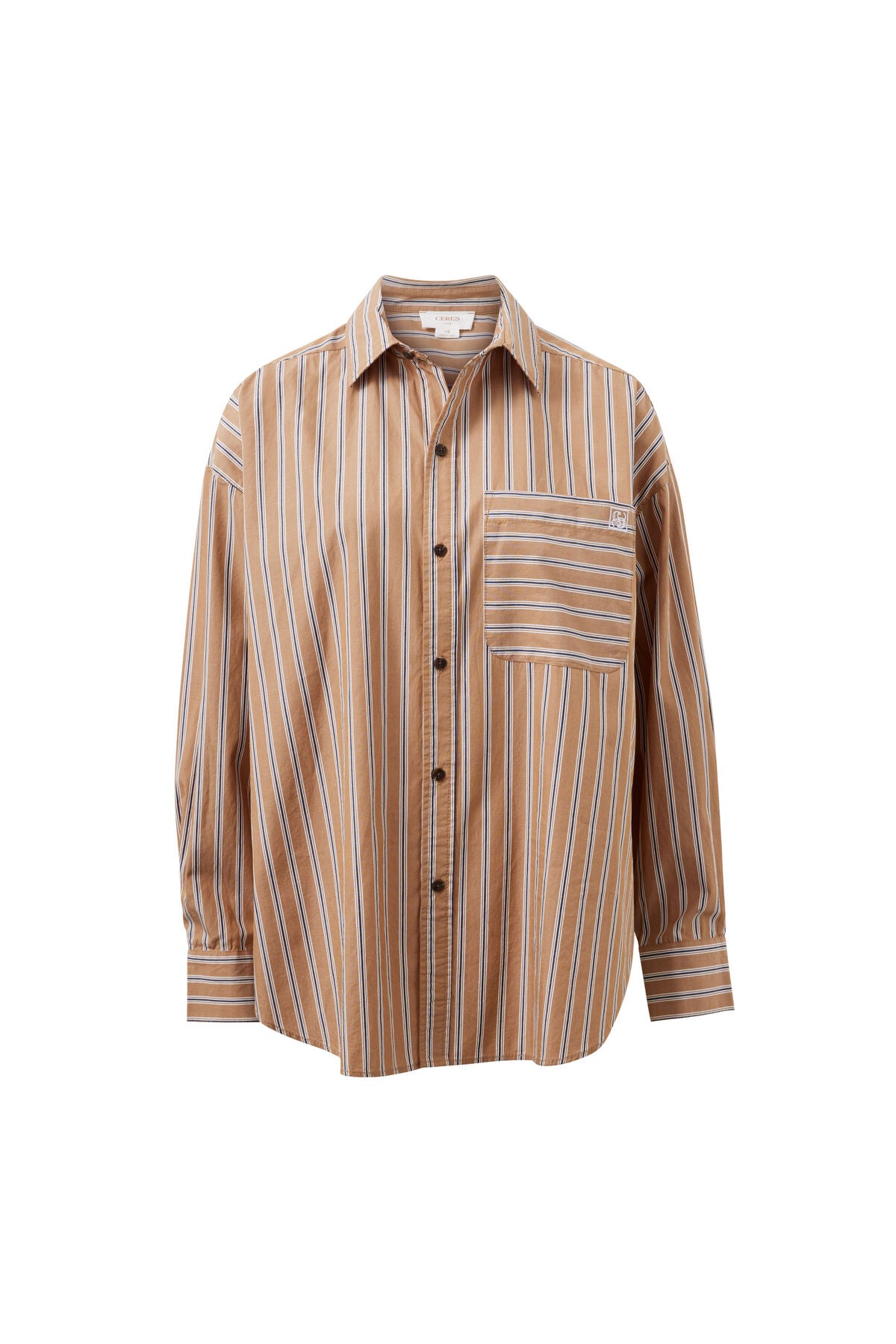 Ceres Peta Oversized Shirt - biscuit stripe